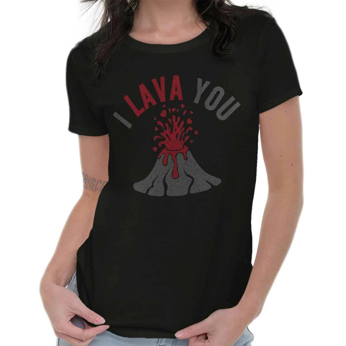 Funny Valentine s Day I Lava You Volcano Womens Top Junior Graphic Tee XXL