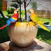 Bird Ornament Resin Scarlet Macaw Sculpture Realistic Lifelike Parrot Statue Waterproof Outdoor Garden Decoration