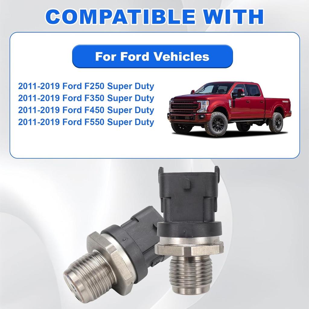Fuel Rail Pressure Sensor Compatible with 2011-2019 Ford F250 Super Duty F350 Super Duty F450 Super Duty F550 Super Duty 6.7L Replaces BC3Z-9F838-A