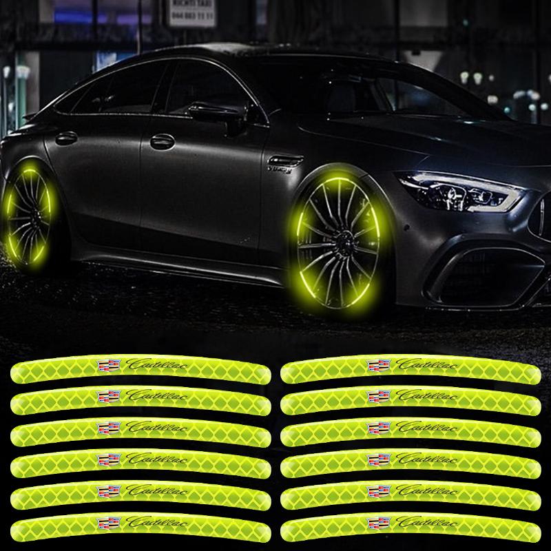 Luminous Car Wheel Hub Stickers High Reflective Stripe Tape For Cadillac Logo Escalade CTS ATS SRX XTS XT5 STS CT5 CT6 BLS XLR Ug5