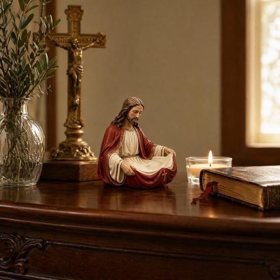 Jewelry Storage Box with Jesus or Virgin Design Religious Tray Compact Multi-Use Faith
