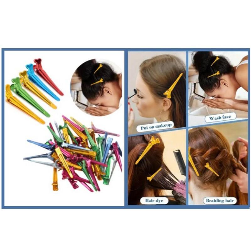 Beauty Salon Aluminum Hair Clips Set (Assorted Colors, 50 pcs)