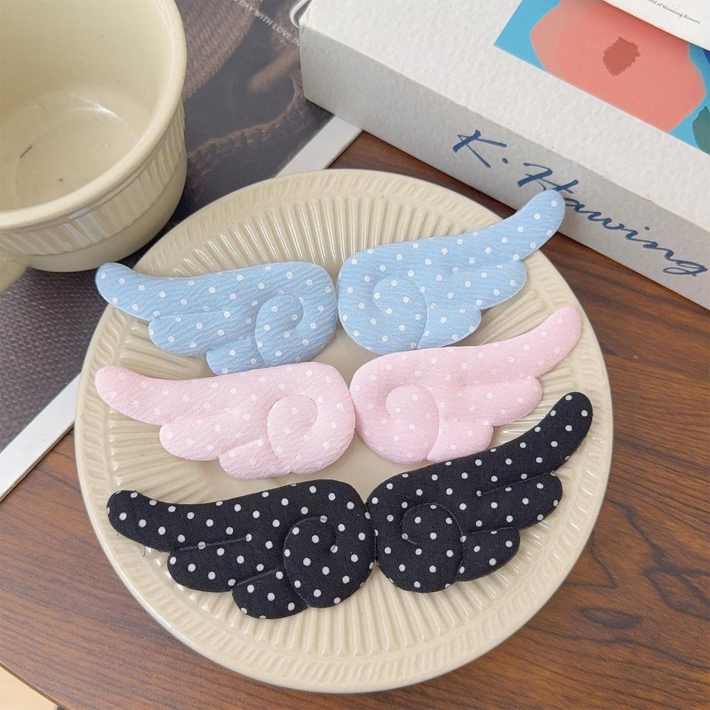 Korean Sweet Cute Dot Wings Fabric Hairclips for Women Girls Duckbill Clip Barrettes Hair Styling Accessories Hairpin Daily Wear