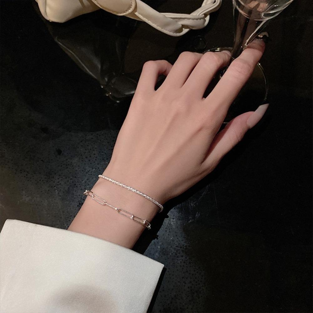 Silver Color Adjustable Bracelet Sparkling Women's Bracelet  Wedding Party Jewelry