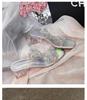 Fairy wind sandals female thick heel 2025 summer new pearl rhinestone butterfly transparent crystal heel half drag square head sandals