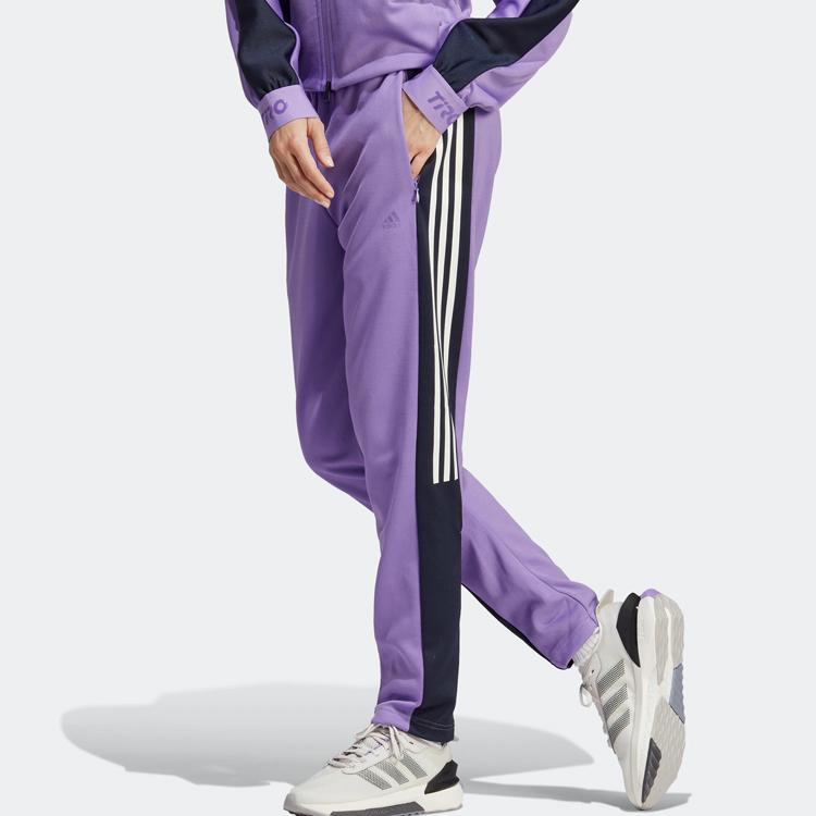 Adidas Side Stripe Printed Casual Sports Pants Women Pants Purple HY3849