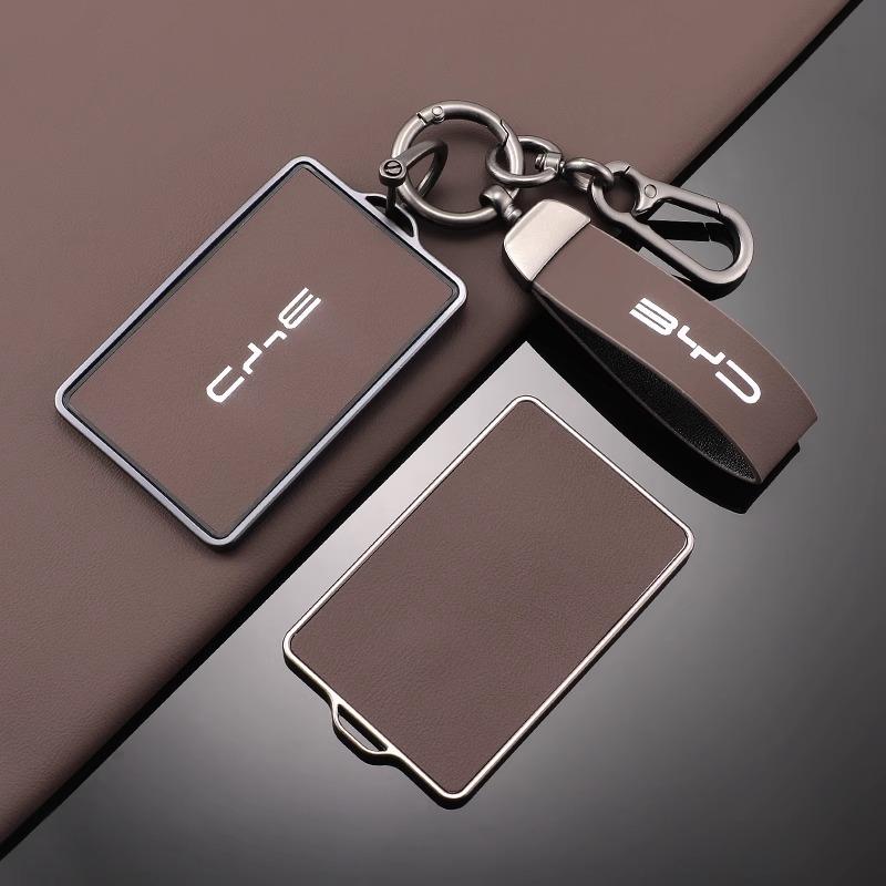 For BYD Tang DM Han EV Song PRO Qin PLUS DMI Auto Keyless Keychain Accessories Leather Car NFC Card Remote Key Case Full Cover