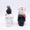 Halloween Birds Skull Ornament Gothic Eerie Skull Sculpture Festive Atmosphere Halloween Tabletop Decoration