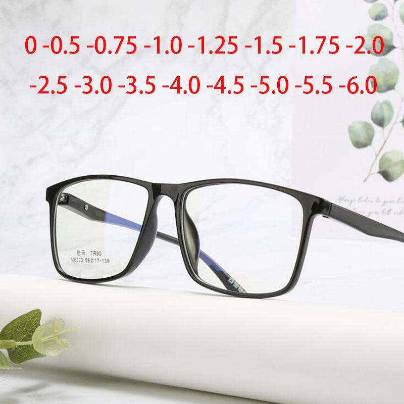 Ultralight Finished Myopia Glasses Women Men Students Square Shortsight Eyewear Prescription Diopters -1.5 -2.0 -2.5 To -6.0