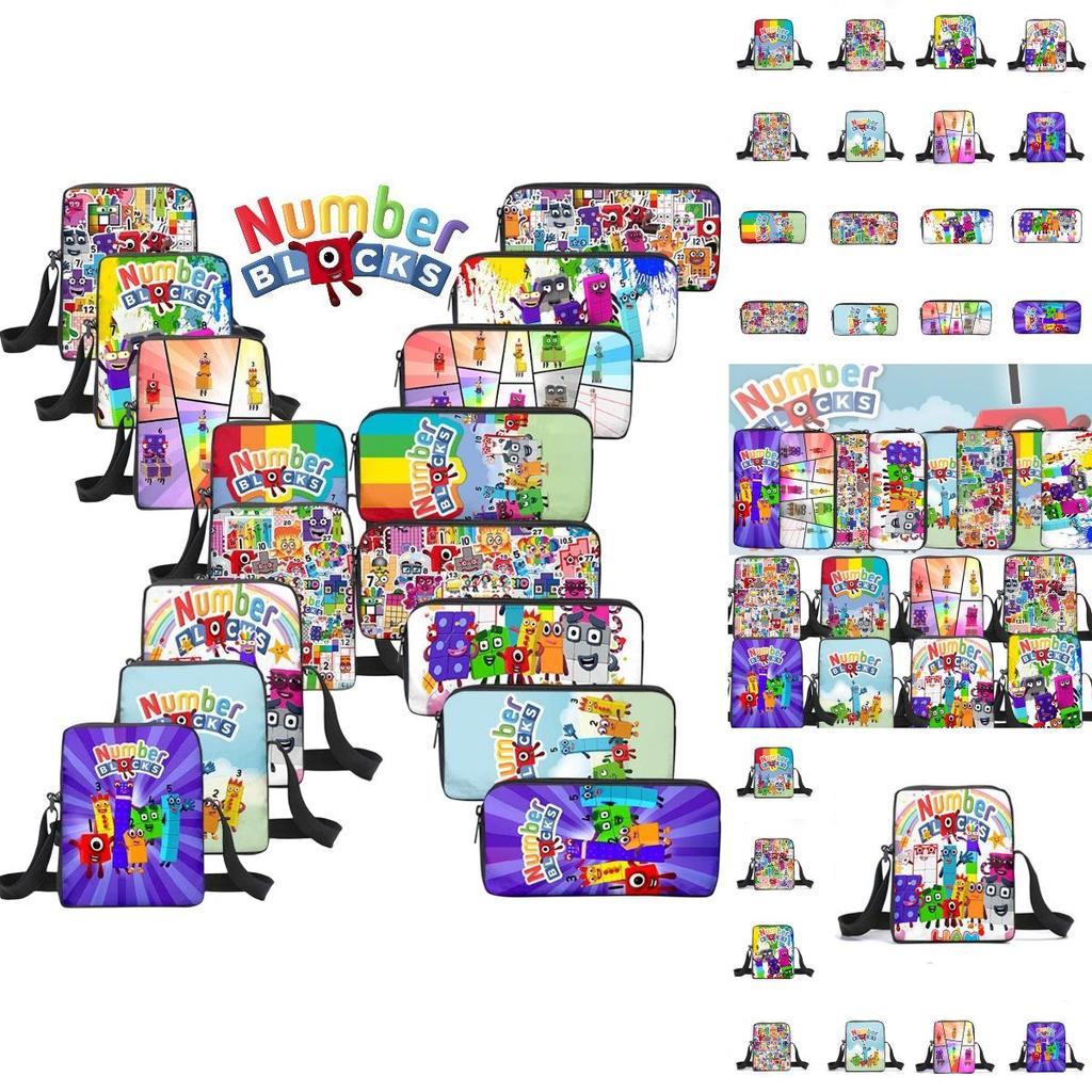 Sac à Dos Double Épaule et Bandoulière Numberblocks Avec Trousse Parfait Cadeau Pour Anniversaires
