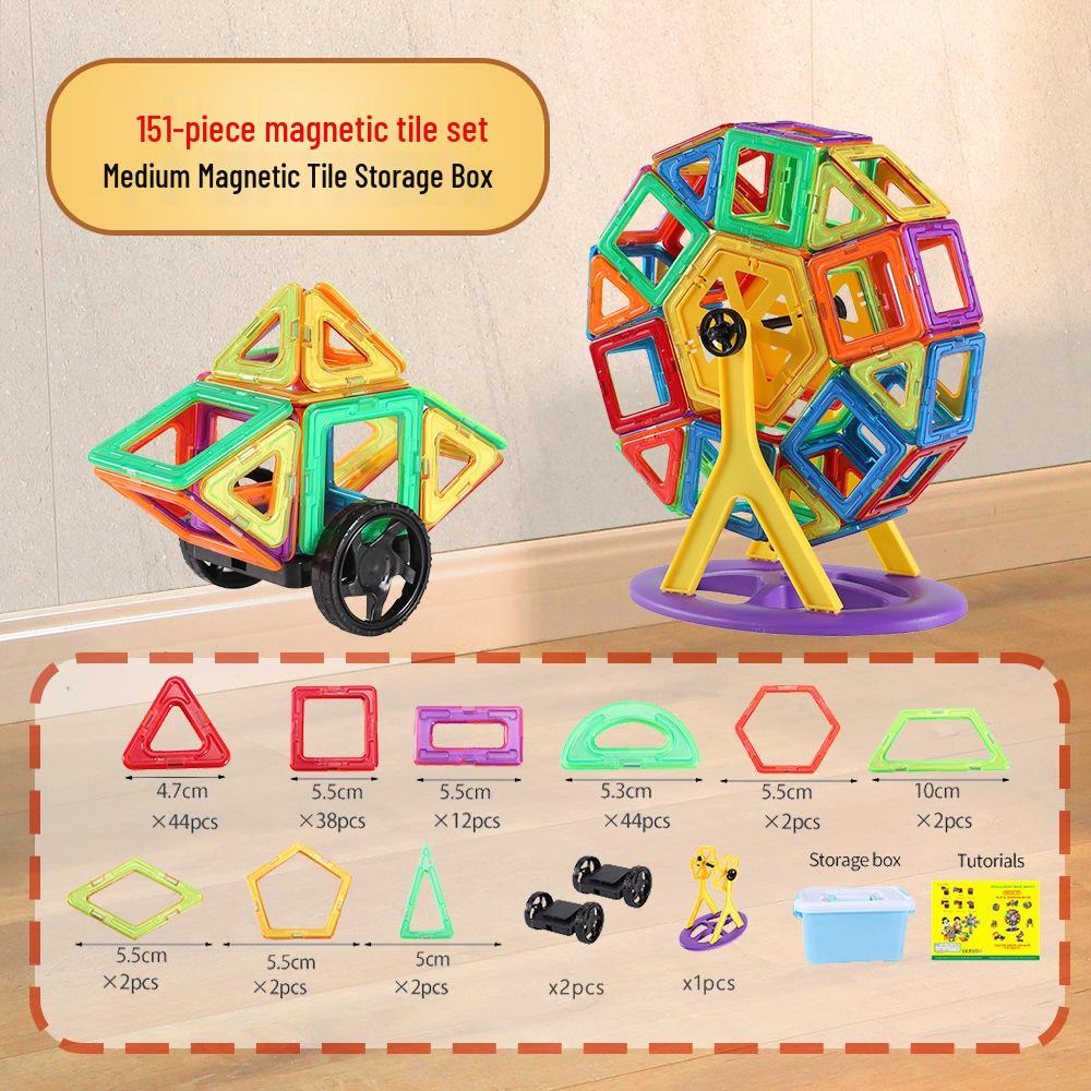 Xinming Large Magnetic Building Blocks - Colorful Educational Tiles & Sticks