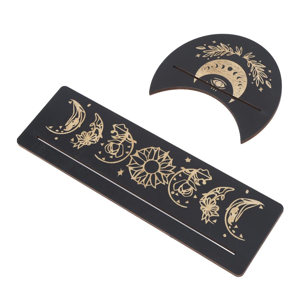 2-częściowy drewniany stojak na karty tarota w kształcie księżyca i prostokąta, drewniany stojak na karty tarota