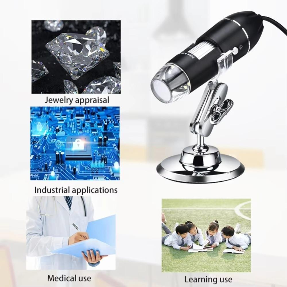 1600X Magnification Digital Microscope Camera 8 LED Lights Adjustable Stand USB Digital Microscope HD Type-C Interface