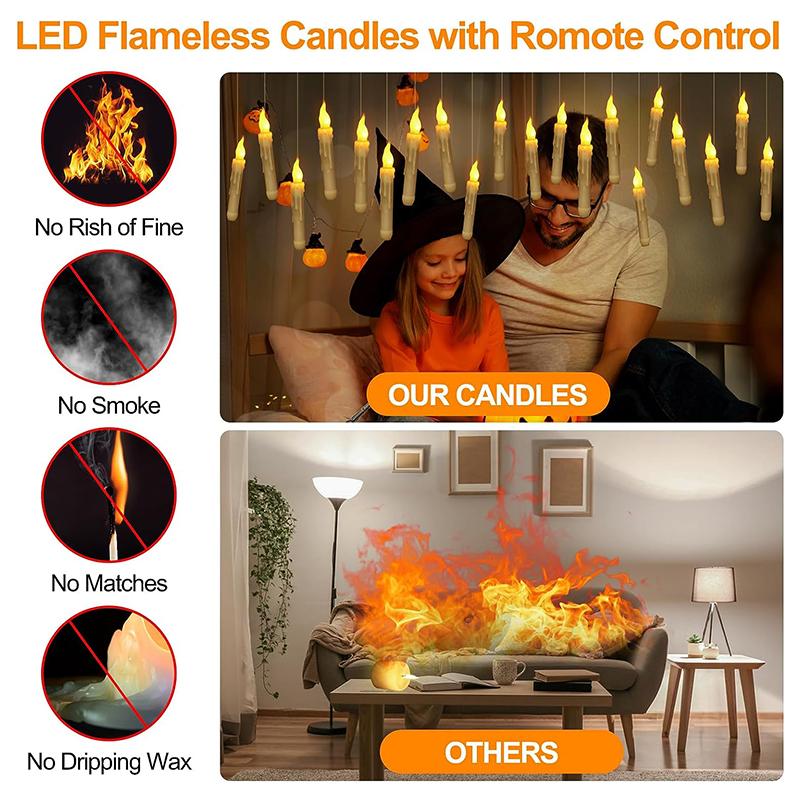 6/12PCS Christmas LED Flameless Candles Remote Control Floating Candles for Party Church Halloween Home Decoration