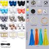 Beaded Making Kit for Bracelet Car Wristlet Keychain Contains 15mm Round Letter Beaded Leather Tassel Elastic for Key Ri