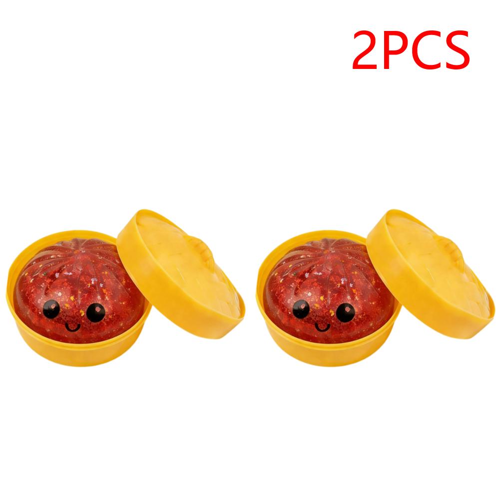 Glitter Bun with Food Steamer Stretchy Desk Toys Squeeze Dough Ball Soft Dumpling Bun Simulation Fidget Toy for Kids Adults
