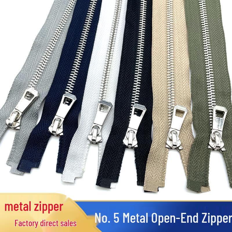 No. 5 Metal Open-End Self-Locking Zipper for Clothing, Leather Goods, Bags, and Jackets.