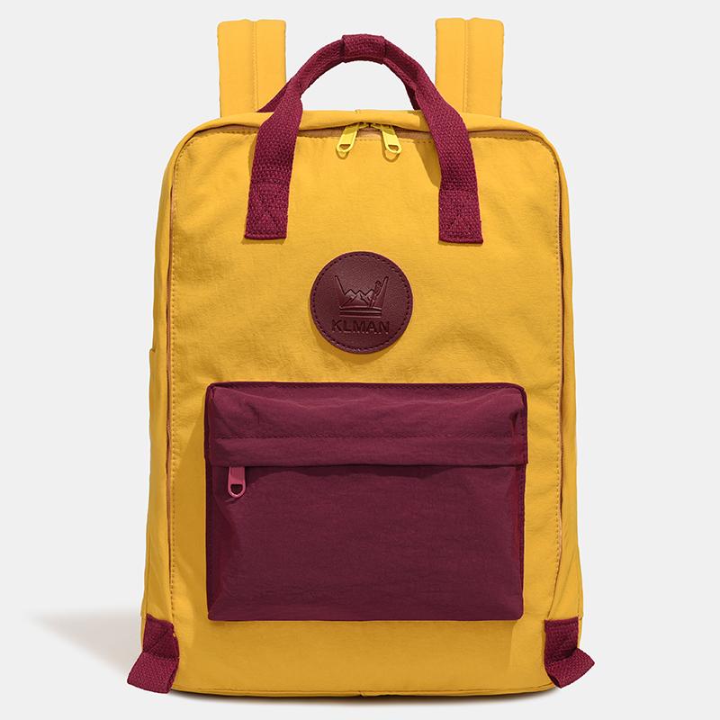 Farbblock-Rucksack mit Fronttasche und gepolsterten Schultergurten