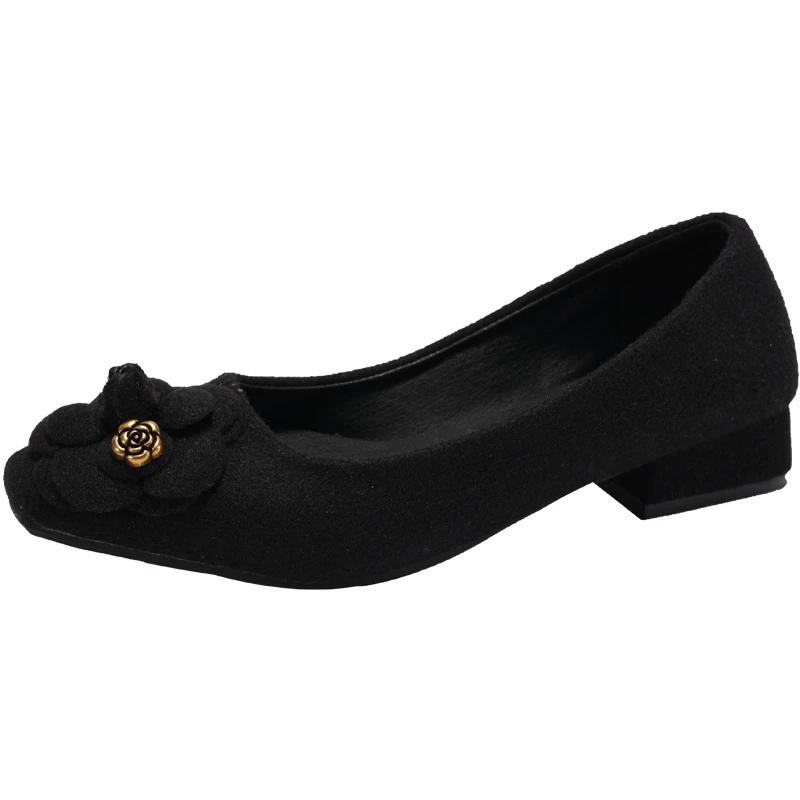 Flower Designer Classic Mary Jane Shoes Women New Retro Low Heel Dress Shoes Square Toe Comfy Elegant Pumps Women Zapatos Mujer