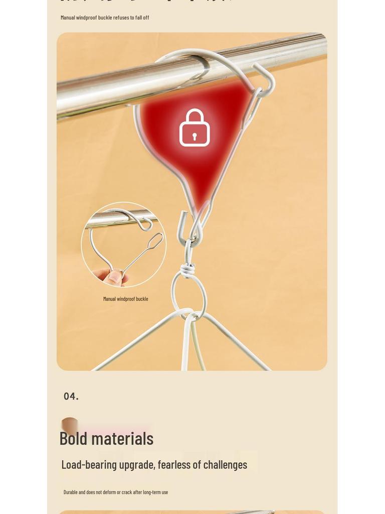 20-Clip Windproof Multi-Head Hanger for Drying Socks, Underwear, and Clothes