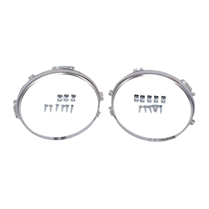 

Chrome Round 7In Front Headlight Bezel 1Pair For Land Rover Defender 1990-2016 90 110 127 1983-1990 Headlight Frame Cover серебряный