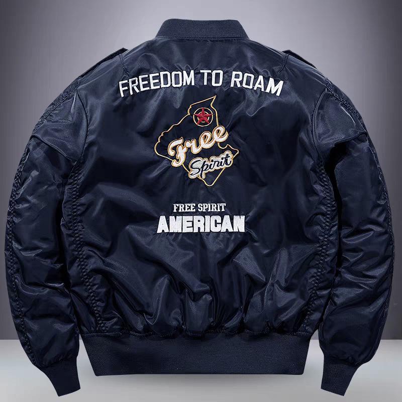 Trendige Retro-Herren-Fliegerjacke mit Stickerei - Vielseitiger Lässiger Baseball-Stil für Frühling & Herbst