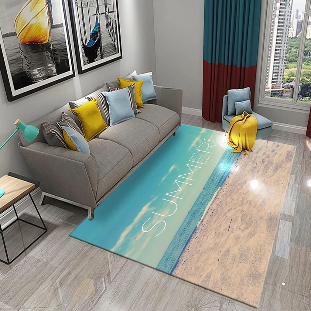 Hello Summer Carpet Beach Sea Starfish Pattern Bathroom Anti-Slip Carpet Door Mat Doormat Outdoor Living Room Bedroom Floor Rug