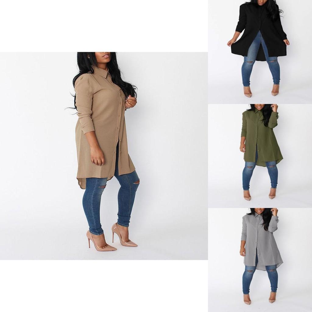 Stylish Womens Long Sleeve Shirt Fashionable Loose Chiffon T-shirts Tops Blouse Dress
