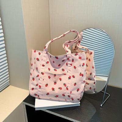 Versatile Corduroy Printed Tote Bag 2025 New Storage Bag Large Capacity Shoulder Moving Canvas Bag Bag Bag