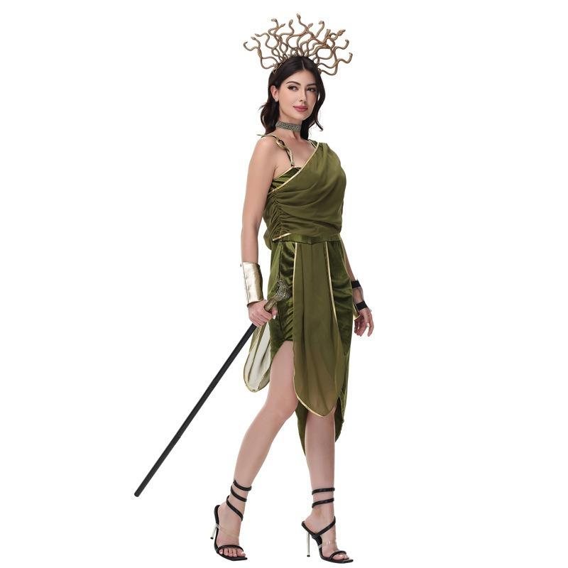 

Хэллоуин Медуза Косплей Наряд Костюм Бар Вечеринка Ночной клуб Горгона XL зелёный