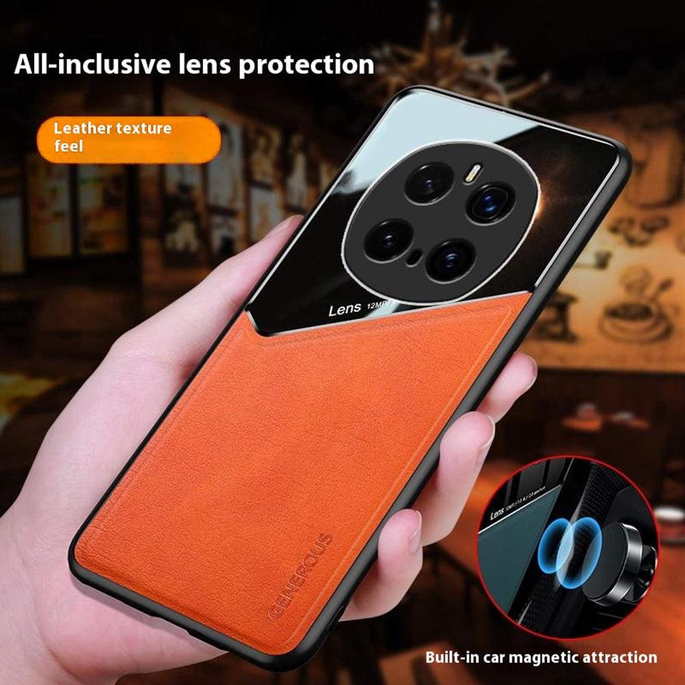 

For Honor Magic7 Pro 5G Case Leather Coated PC+TPU Phone Back Cover Orange