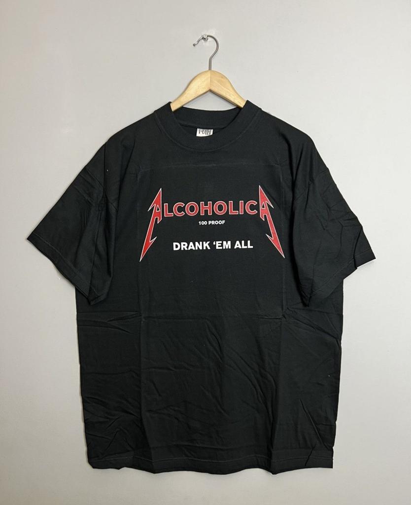 Vintage 90s Alcoholica Metallica Tee Drank All Metal Band xl