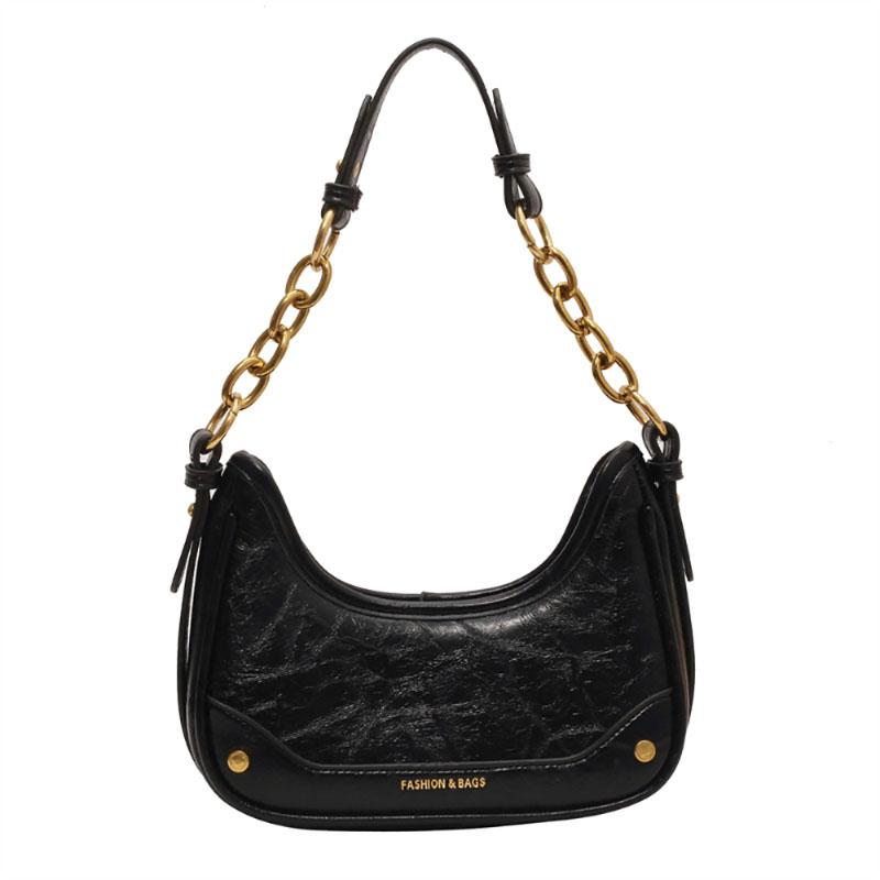 Fashion Design Sense Niche Chains Shoulder Bag Women's  New High-End Texture Crossbody Bag Simple Red Leather Commuter Bag