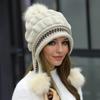 Fantasy Wool Knitted Hat with Earmuffs, Elastic Acrylic Fabric, Adjustable Brim, Storage Bag, Hand Wash or Dry Clean