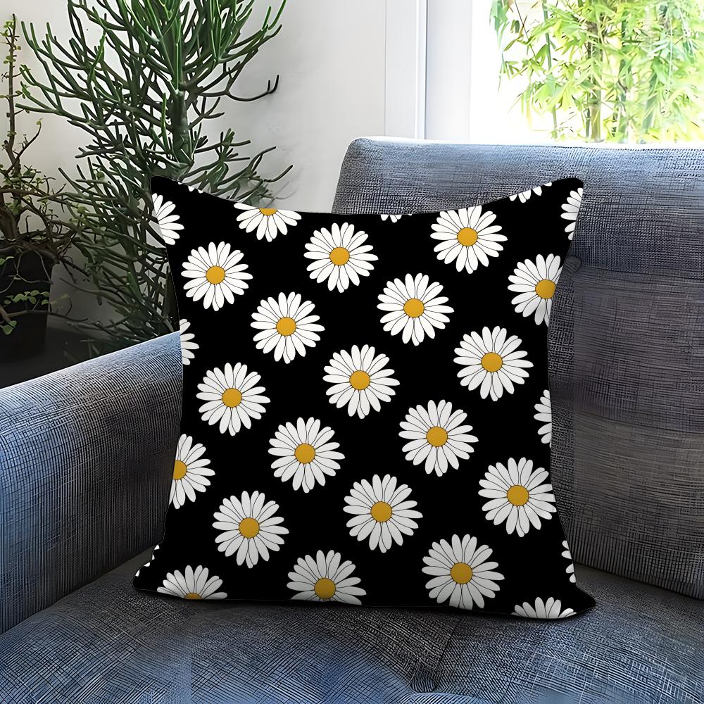 Daisy Pattern Cushion Cover Comfortable Reversible Pillow Cover Ideal for Car Sofa Bedroom  Beyond