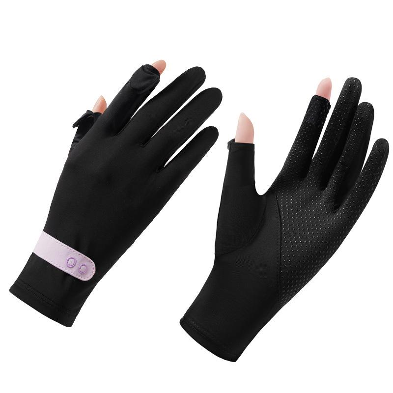Women's Ice Silk Sun Protection Gloves - Lightweight, Breathable, Anti-Slip, UV Shield for Summer Cycling.