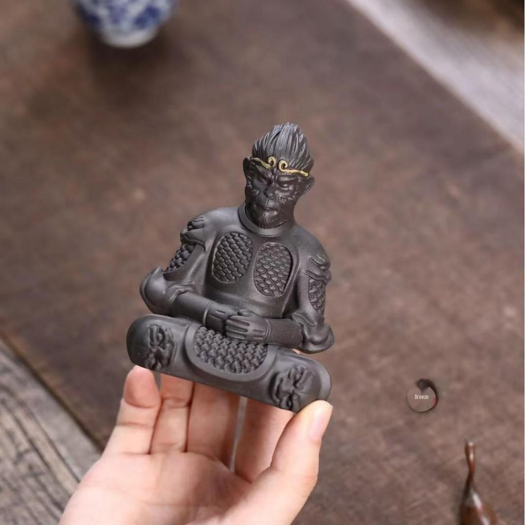 Yixing Zisha Sun Wukong Buddha Tea Pet Ornament for Home, Living Room, or Fish Tank Décor