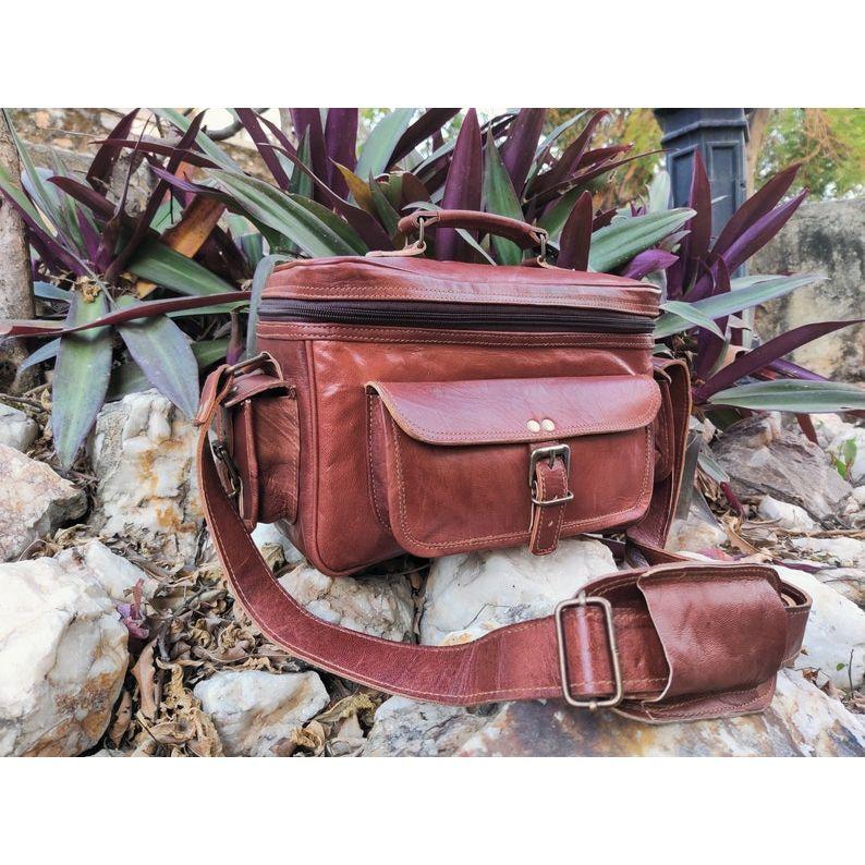 Leather Camera Bag, Personalised DSLR Camera Bag, Camera Satchel Bag, Vintage Shoulder Bag For Nikon, Canon, Sony Womens Day Gift