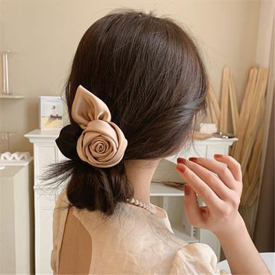 Vintage Flower Hair Clip Fashion Satin Hairpins Barrettes Hair Clamp For Women Korean Spring Clip Ponytail Hair Ornament Headwear
