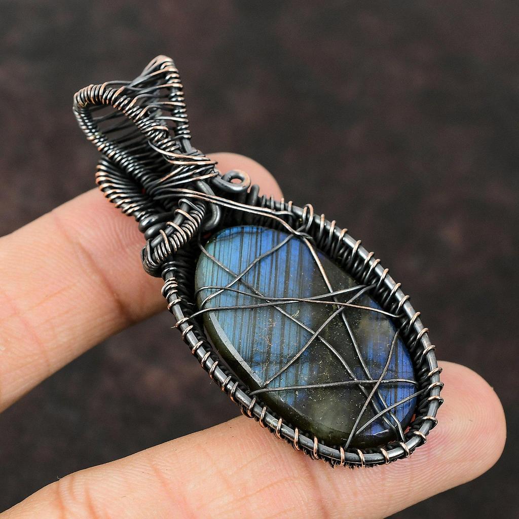 Labradorite Pendant Copper Wire Wrapped Gemstone Pendant Handmade Jewelry Copper Jewelry Pendant For Women Labradorite Jewelry Gift For Mom