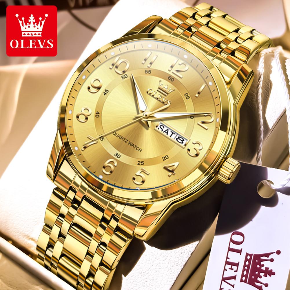 

OLEVS Men s Watches Trend Fashion Original Quartz Watch for Man Arabic Numeral Dial Dual Scal Waterproof Luminous Date Week чорний/срібний