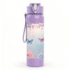 1PC Pink Butterfly Flower Frame Art 750ml Color Plastic Sports Water Bottle Leakproof Flip Straw Lid For Sports Office Home Use