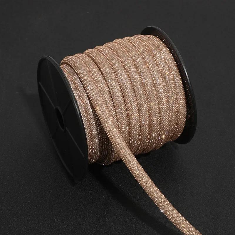 5/10yard Half Face Water Rhinestone Rope Blingbling Crystal Drawstring Pipe DIY Sandal Shoe Hairband Mobile Phone Strap Material