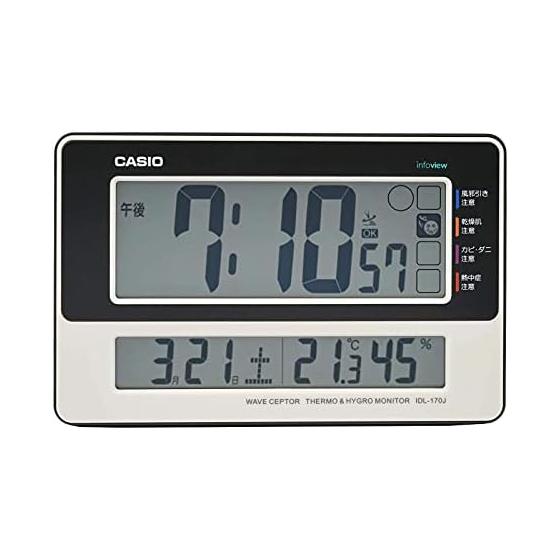 CASIO IDL-170J-7JF Настольные часы, радиочасы, белые, цифровые, температура, влажность, календарь, дисплей, можно использовать как подставку
