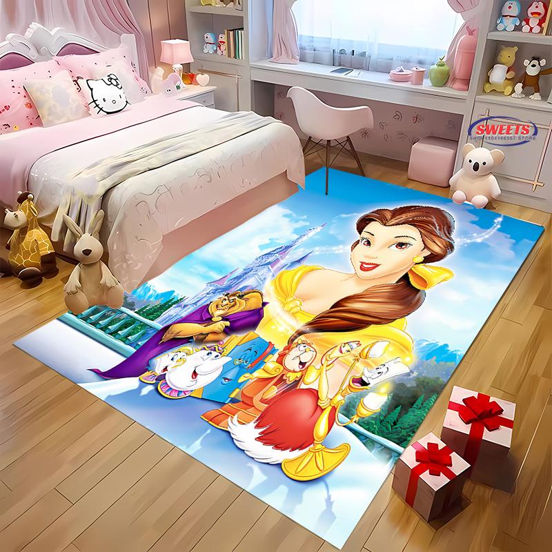 Neue Regale!Disney Belle Prinzessin Teppich, Wohnzimmer Schlafzimmer Bürobereich Kinderzimmer nach Wahl, Rutschfeste Maschinenwaschbare Matte
