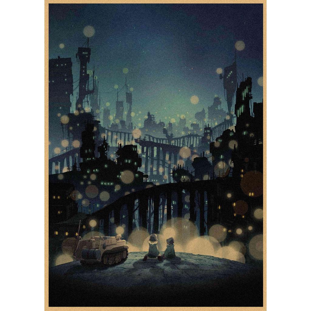 Retro Japanese Anime Girl Journey Poster - Kraft Paper Decorative Wall Art