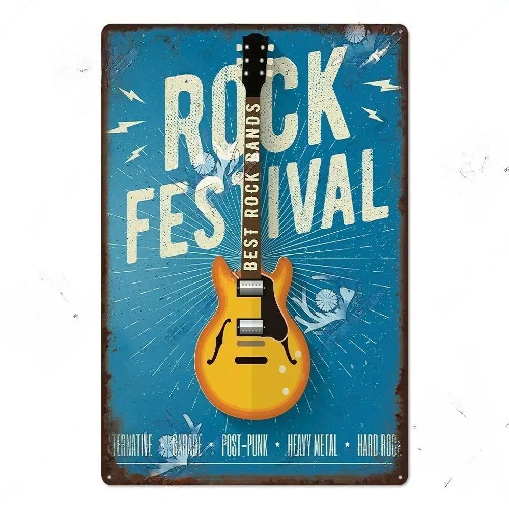 Vintage Musik Blechschild Rock Poster Plakette Metall Retro Wandkunst Dekoration Aufkleber für Bar Pub Man Cave Eisengemälde