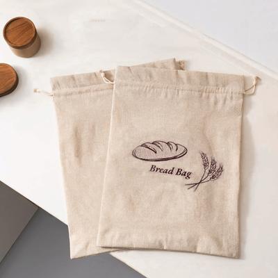 Homemade Bread Storage Pouch Single-layered Food Grade Large Capacity Drawstring Sealing Reusable with Liner Picnic Commute School Bread Preservation