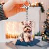 Akryl flat 2D søt Yorkshire Terrier nøkkelring anheng for bilnøkler, ryggsekker og gaver, juleanheng