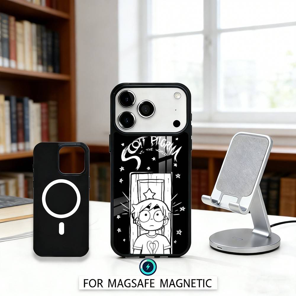 Anime S-Scott P-Pilgrim Phone Case Magnetic For iPhone17 16 15 14 13 12 Pro Max For Magsafe Wireless Charging Cover